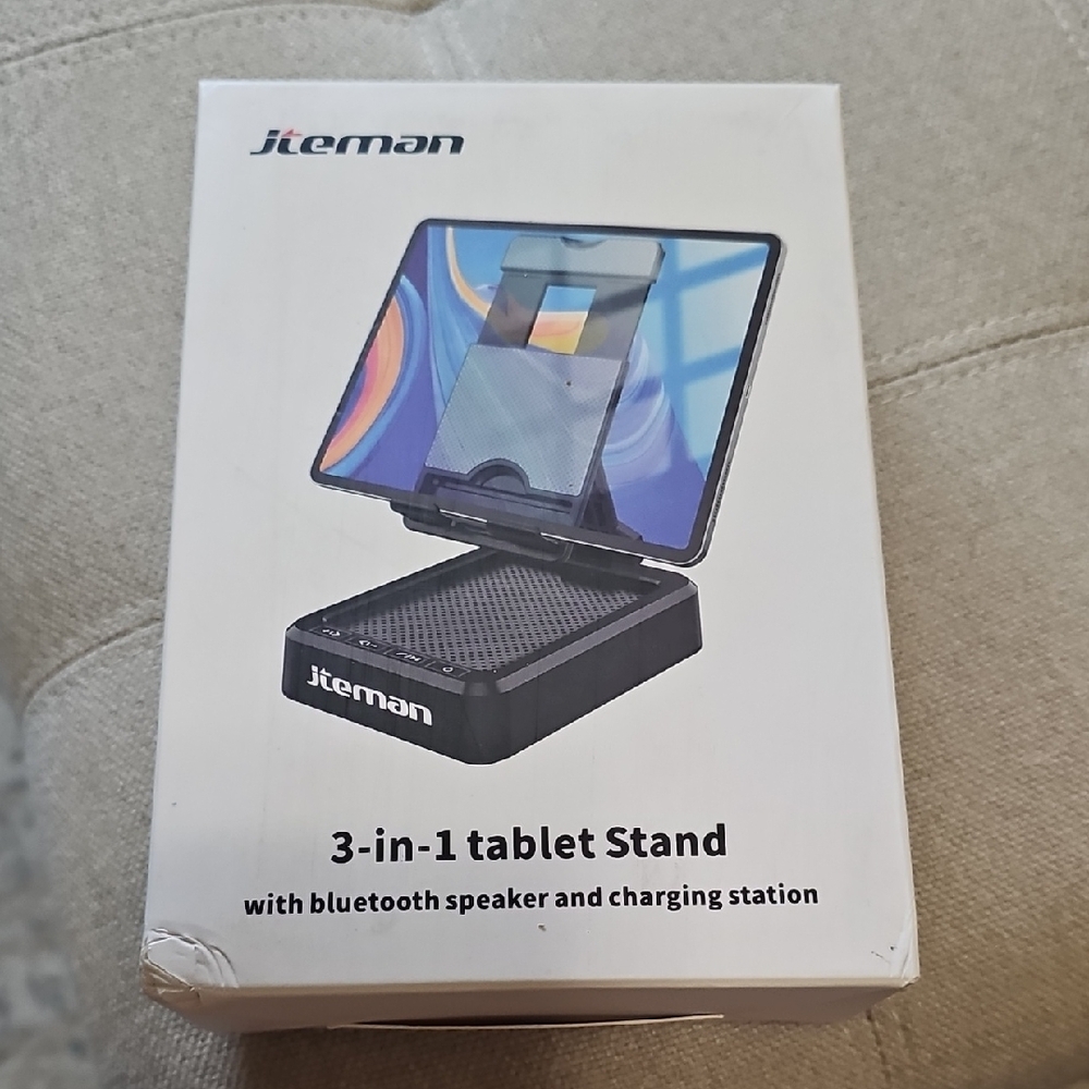 Black Adjustable Tablet Stand with Charging Capability